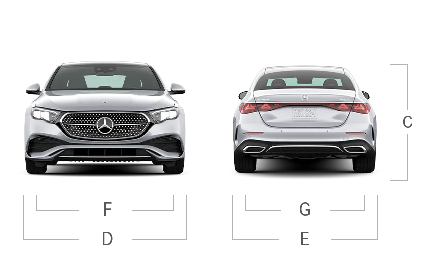 model front and back view diensions